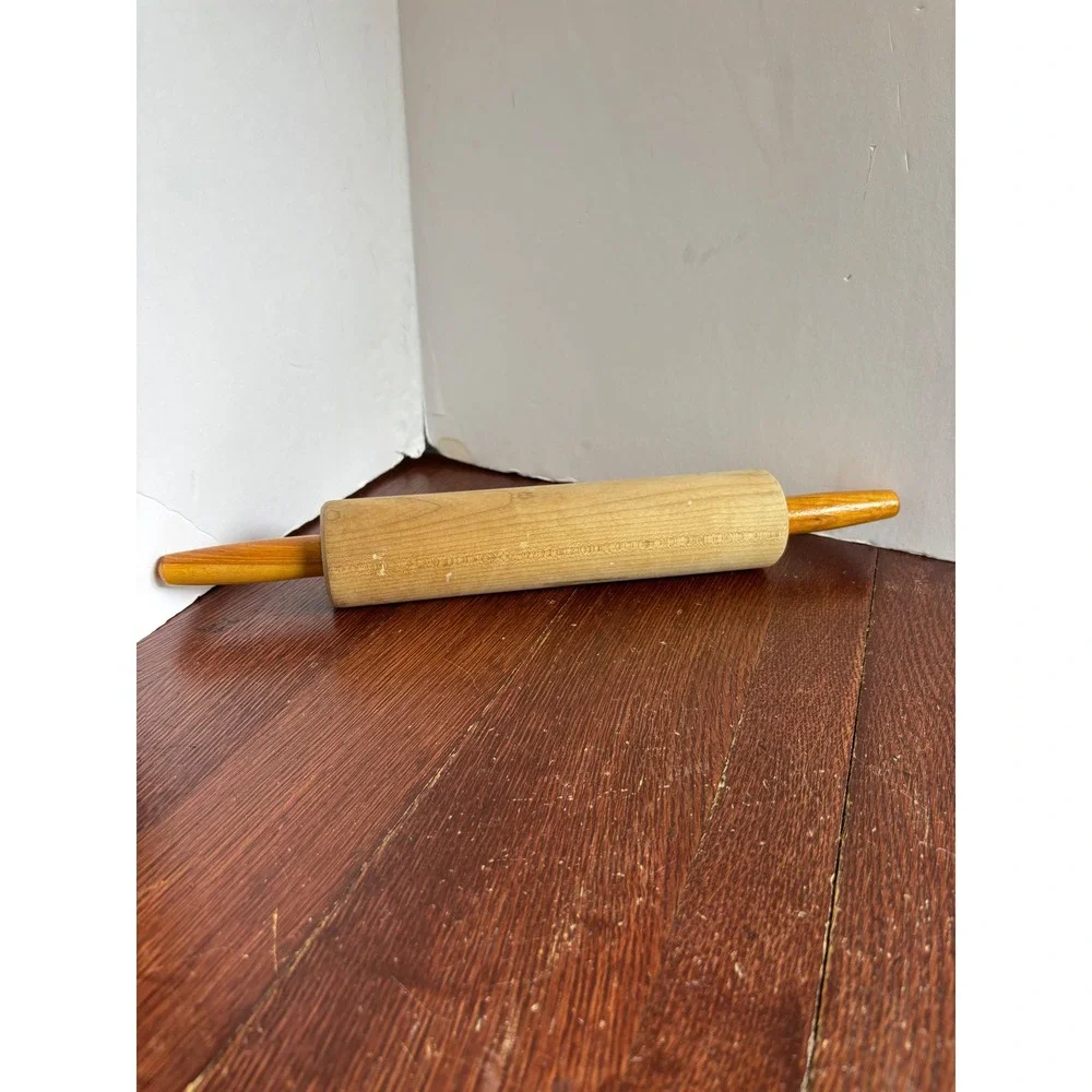 Vintage Wooden Rolling Pin 17.5 Inch Natural Wood Kitchen Baking Tool Classic